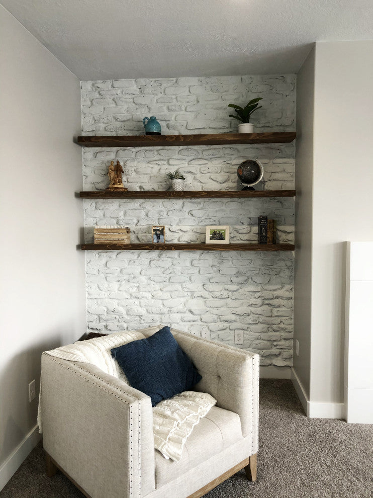 Rustic, Floating Shelf, 2" Thick x 8" Deep, with Mounting, Medium Brown, 60"