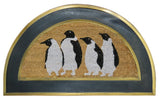 Penguins Half Round Coir Brush Mat
