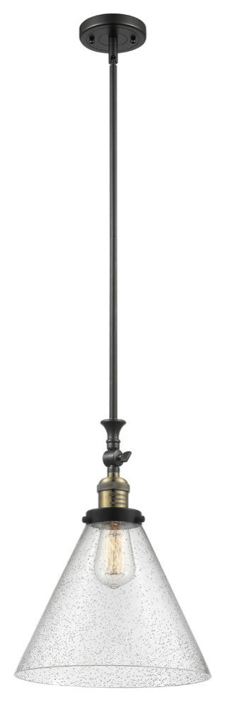 X-Large Cone 1-Light Mini Pendant, Black Antique Brass, Seedy