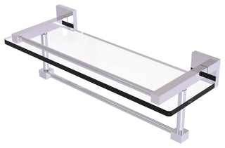 Montero 16" Glass Shelf with Towel Bar, Polished Chrome
