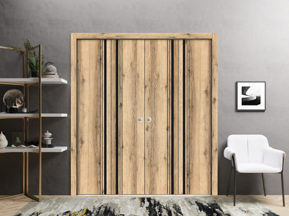 Double Bi-fold Doors | Planum 0011 Oak with  | Sturdy Tracks