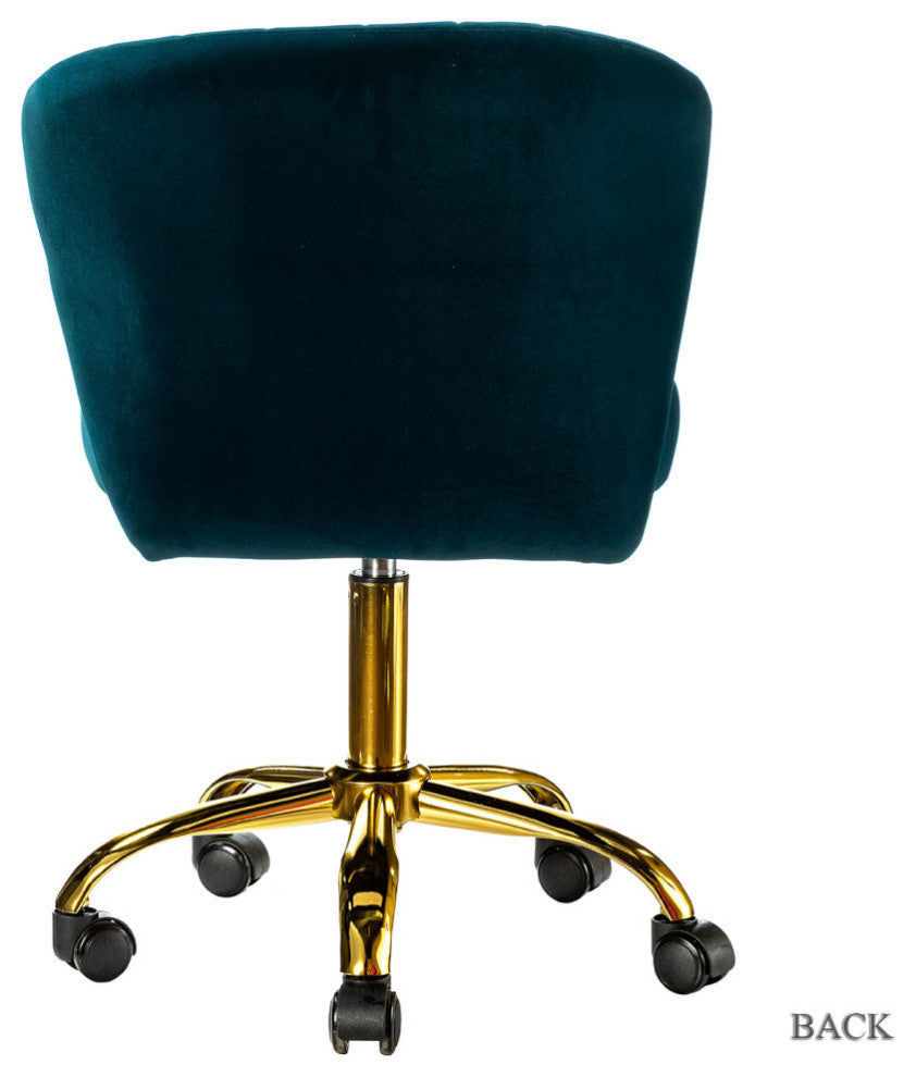 Swivel Task Chair With Tufted Back, Teal