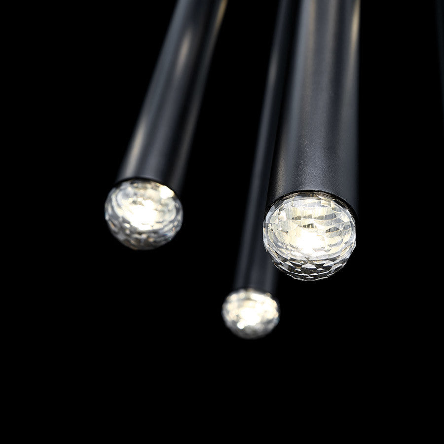 Cascade LED 3-Light Crystal Round Chandelier 3500K, Black