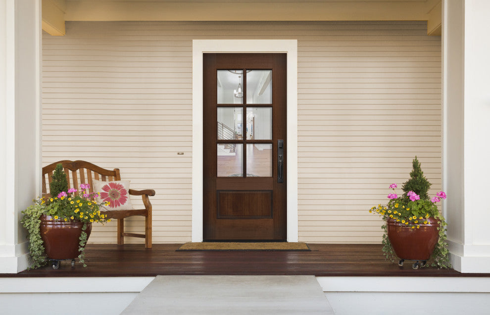 6 Lite TDL Wood Door, Canyon Brown, Left Hand in-Swing