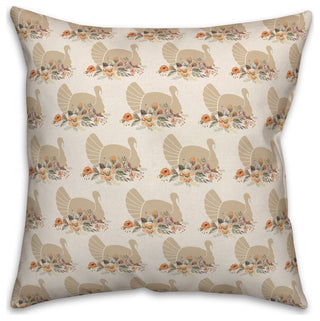Neutral Turkey Pattern 2 18"x18" Spun Poly Pillow