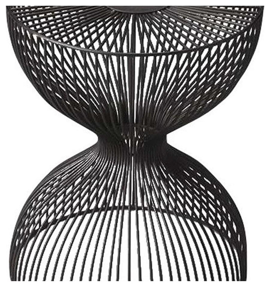 Home Square Modern Iron Cage Bunching Table in Black - Set of 2