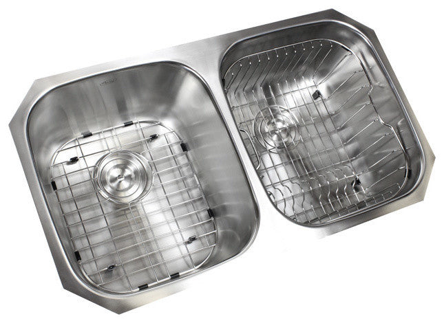 32" Stainless Steel Undermount Double Bowl Kitchen Sink and Accessories