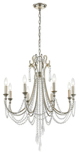 Crystorama ARC-1908-SA-CL-MWP, 8-Light Chandelier, Antique Silver
