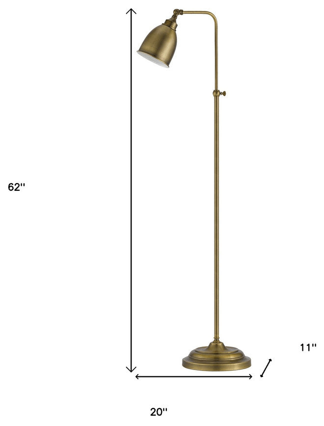 62" Bronze Adjustable Traditional Shaped Floor Lamp With Bronze Dome Shade