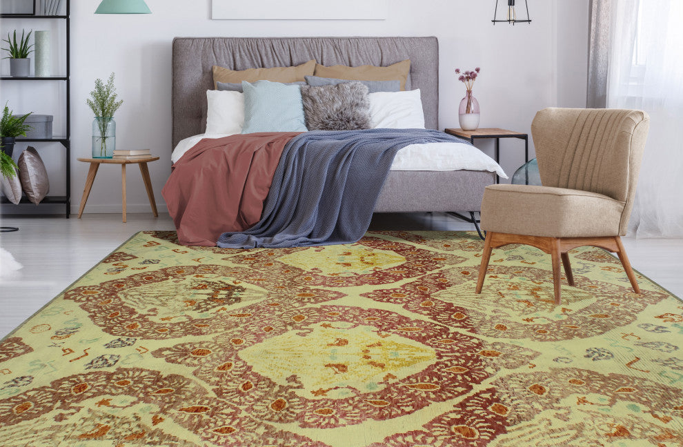 Balochi Okpara Ivory/Gold Rug, 9'7x12'9