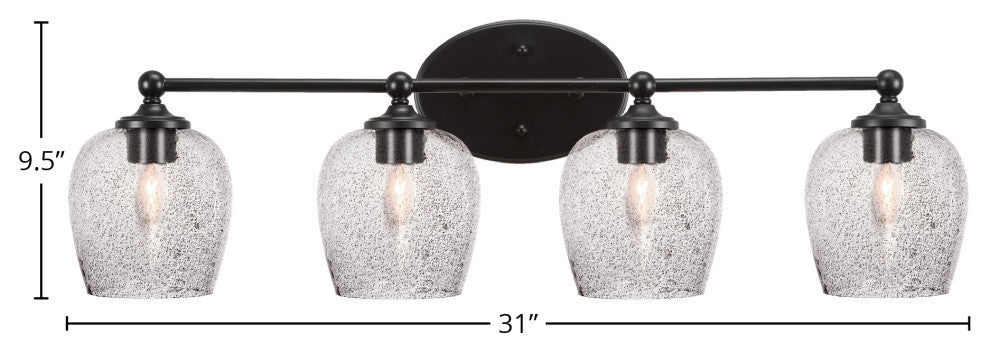 Capri 4-Light Bath Bar, Matte Black/Smoke Bubble