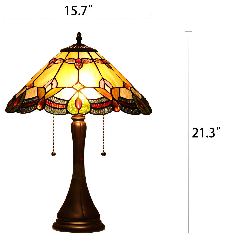 CHLOE Lighting HOWARD Tiffany-style 2-Light Table Lamp, 16" Shade