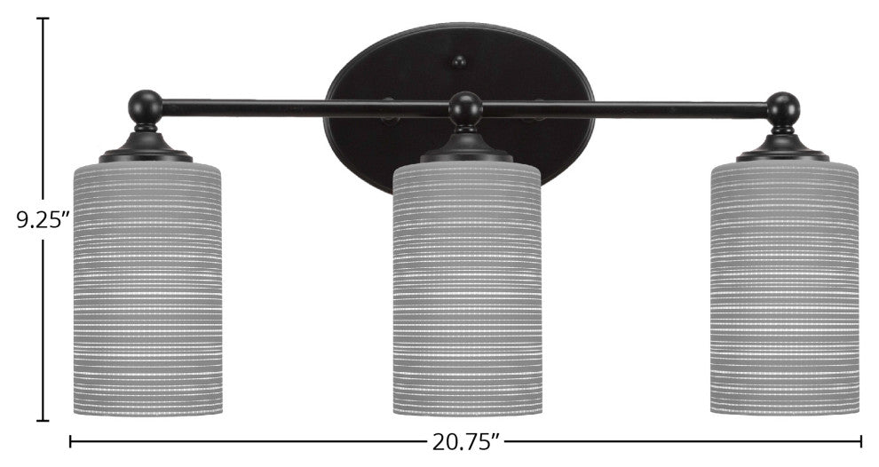 Capri 3-Light Bath Bar, Matte Black/Gray Matrix