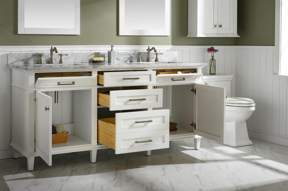 72" Double Single Sink Vanity Cabinet, White