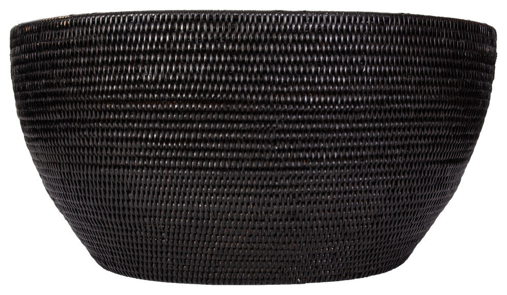 Artifacts Rattan Laundry Basket With Cutout Handles, Tudor Black