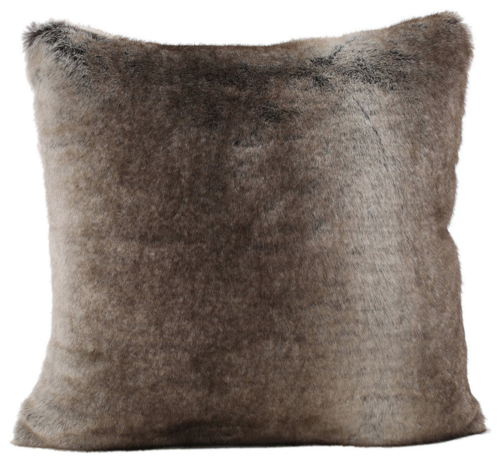 GDF Studio Elise Modern Glam Faux Fur Throw Pillow, Ash White, 2