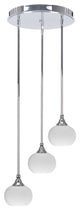 Empire 3-Light Cluster Pendalier, Chrome/White Muslin
