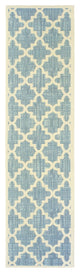2' X 8' Blue and Ivory Moroccan Indoor Outdoor Area Rug