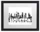 'Houston Texas Skyline Bg-2' Matted Framed Art, Black Frame, White Matte, 20x16