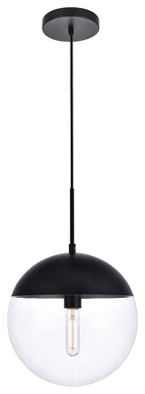 Eclipse 1 Light Pendant, Black And Clear