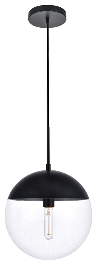 Eclipse 1 Light Pendant, Black And Clear