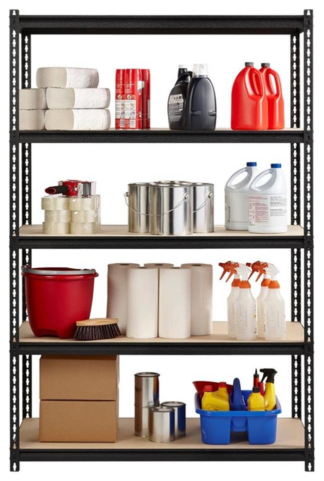 Iron Horse 2300 Riveted Metal Shelving 5-Shelf Unit 18D x 48W x 72H Black