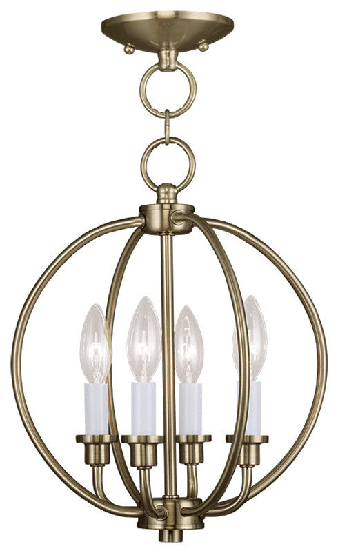 Milania Convertible Chain-Hang and Ceiling Mount, Antique Brass