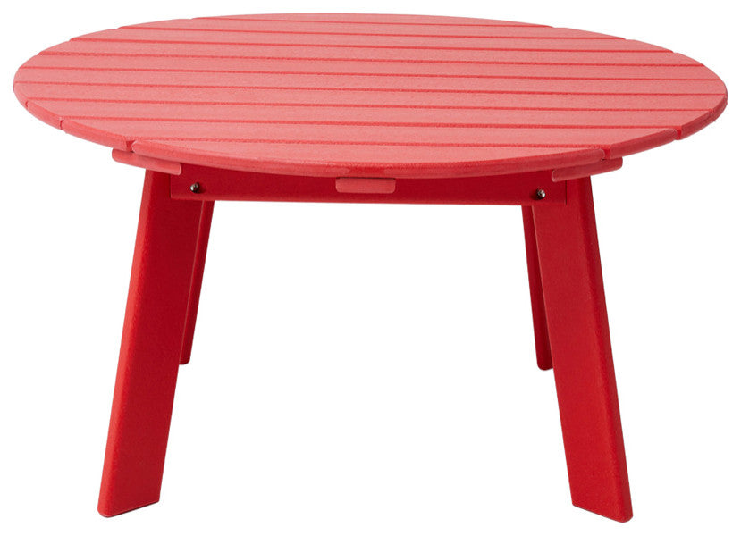 36"D Outdoor Patio HDPE Round Coffee Table, Red