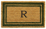 Sage Green Border 18"x30" Monogram Doormat, Letter R