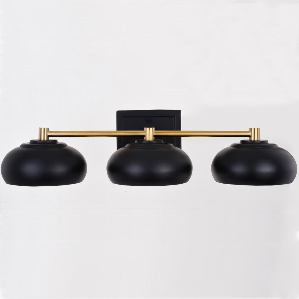 Belmont 3 Light Vanity Matte Black and Satin Brass