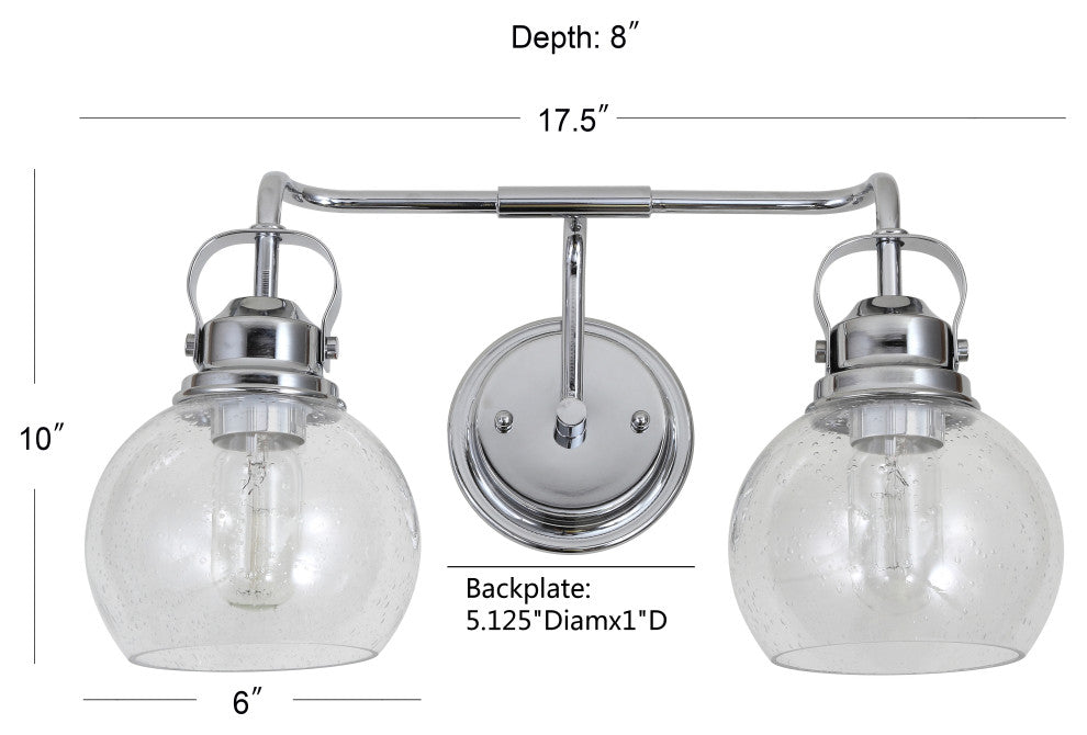 Shirley Metal, Bubbled Glass Vanity Light, Chrome, 2-Light
