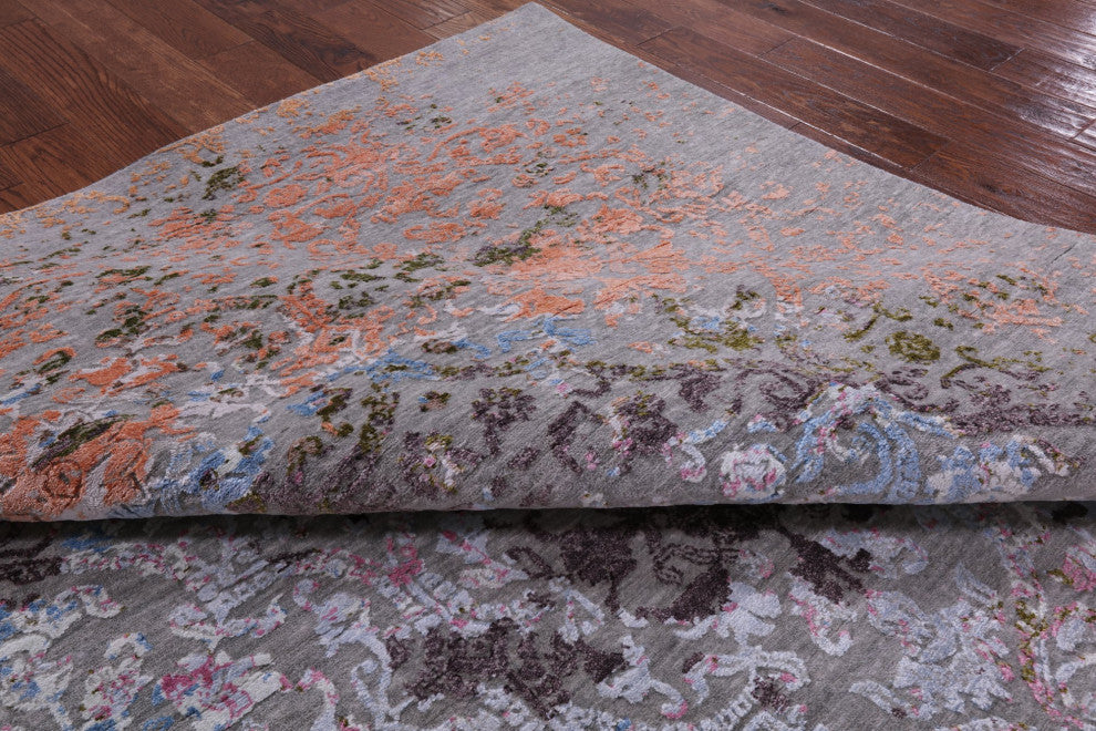 7' 11" X 10' 4" Modern Handmade Wool and Silk Rug Q7039