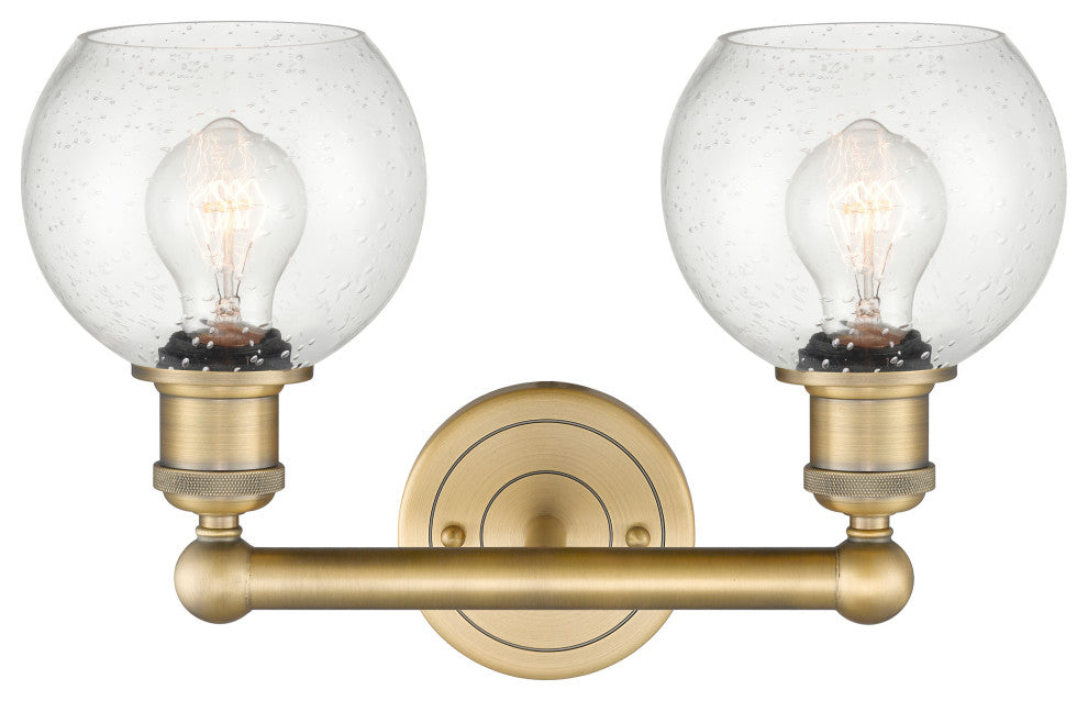 Athens 2-Light 15" Bath Vanity Light, Brushed Brass, Seedy