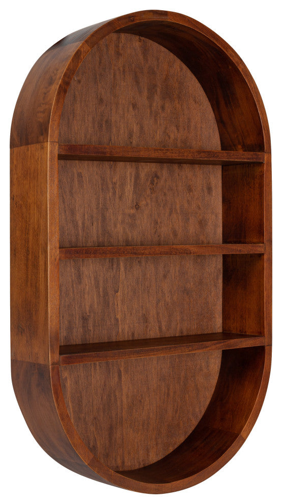 Hutton Wood Capsule Wall Shelf, Walnut Brown, 16x28