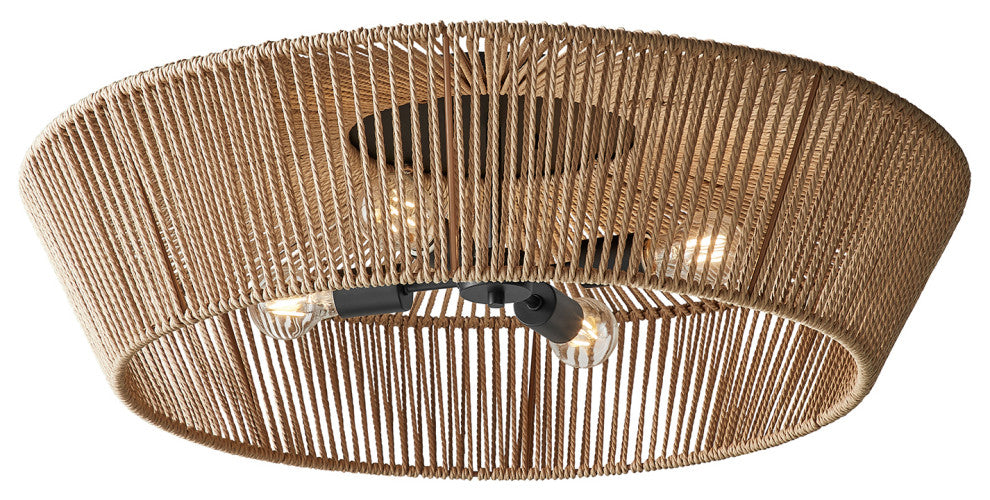 Eco Nido 30" Natural Rope 4-Light Semi-Flush