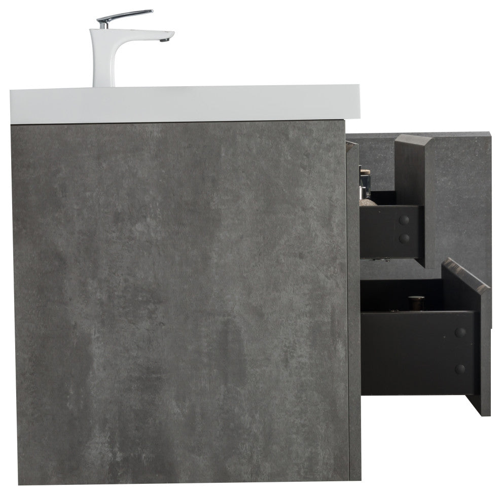 Alma -Pre 60" Single Sink Vanity With Integrated Sink, Cement Grey