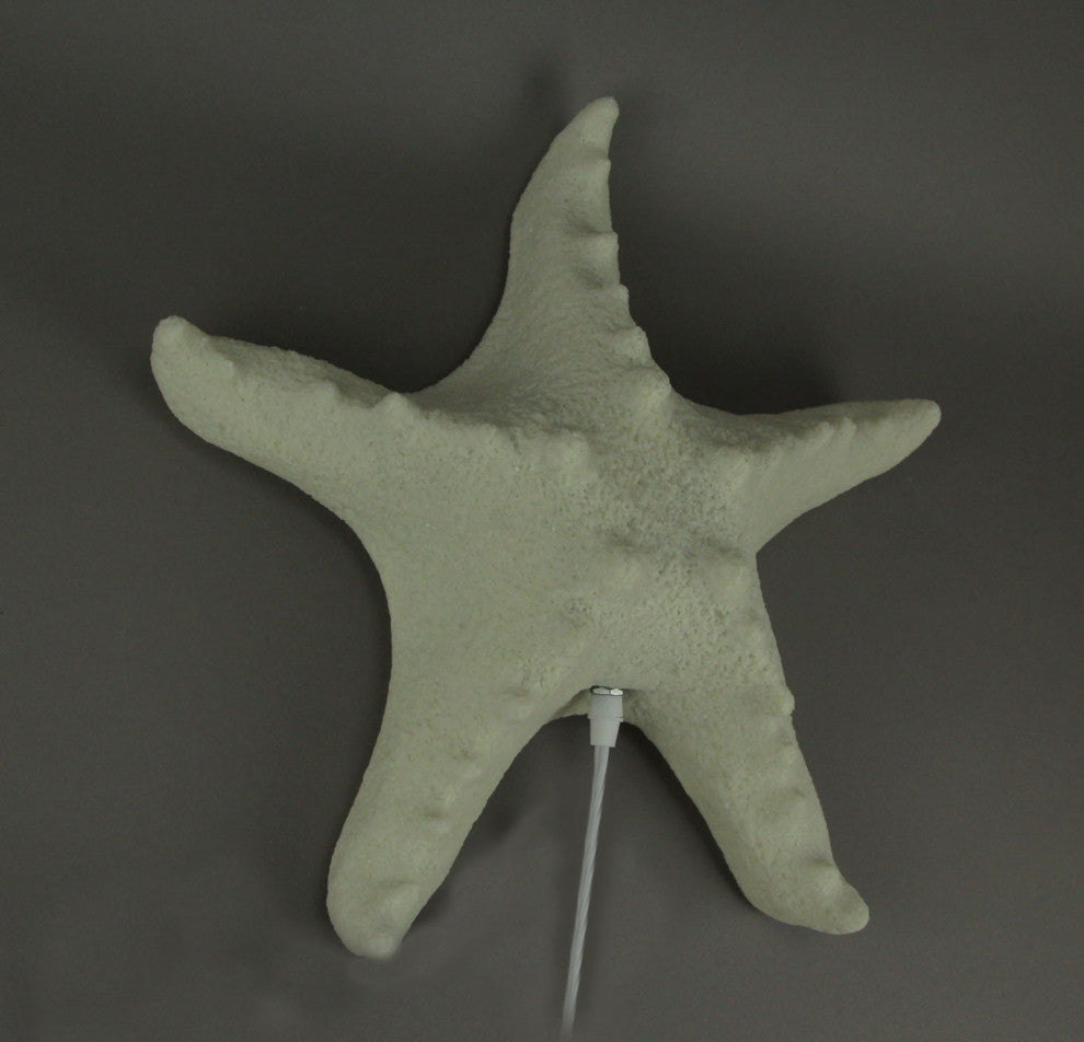 White Sandstone Finish Starfish Coastal Art Accent Lamp 16 inch