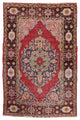 Consigned, Handmade Worn Out Antique Persian Oriental Low Pile Carpet, 7'2"X4'7"