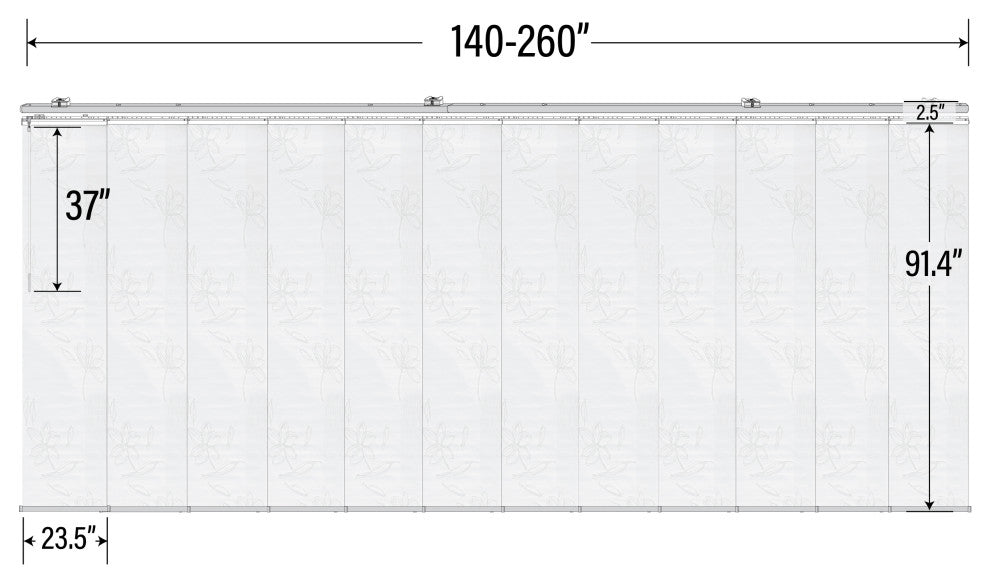 Koala Gray 12-Panel Track Extendable Vertical Blinds 140-260"W