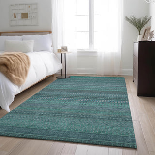 Premium Machine Washable Mayfield AMF527 Turquoise 3' x 5' Rug