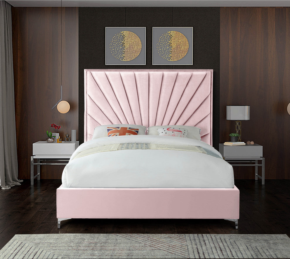 Eclipse Velvet Bed, Pink, King