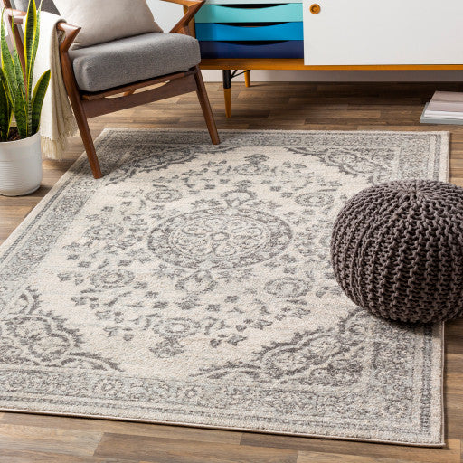 Surya Sunderland SUN-2317 5'3"x7'3" Rug, Medium Gray/Light Gray/White