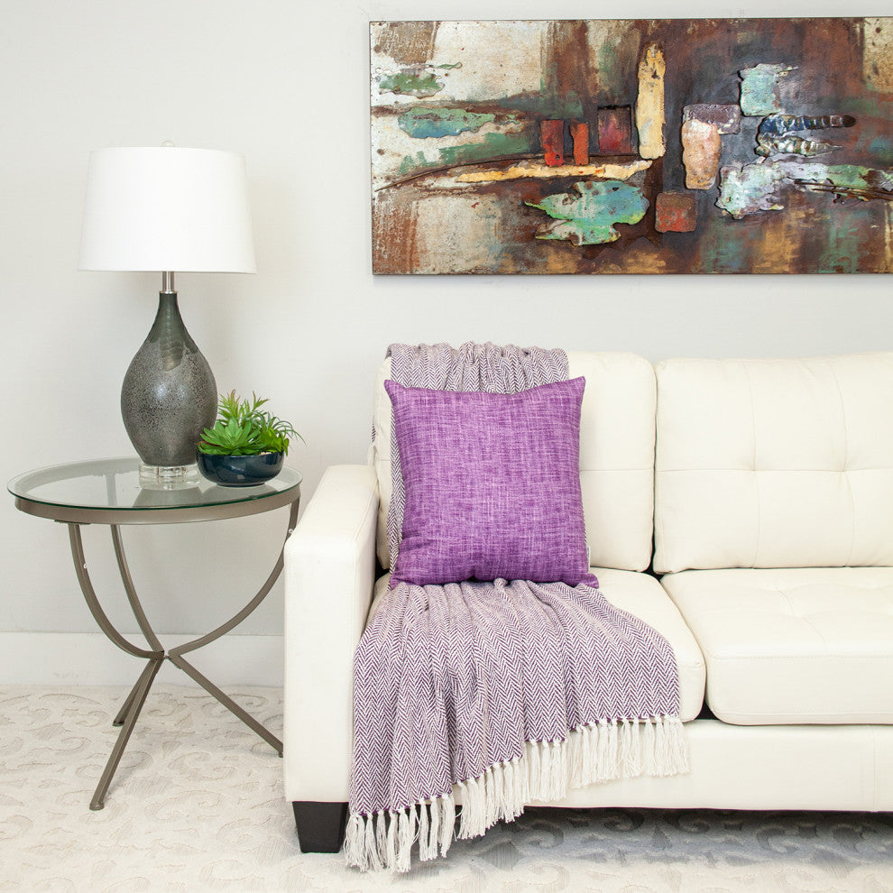 Parkland Collection Transitional Woven Purple Square 18" x 18" Pillow