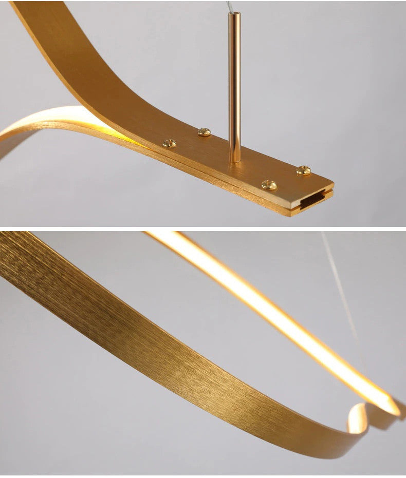 Kussnacht | Creative Gold Wave Chandelier for Dining Room, 55"