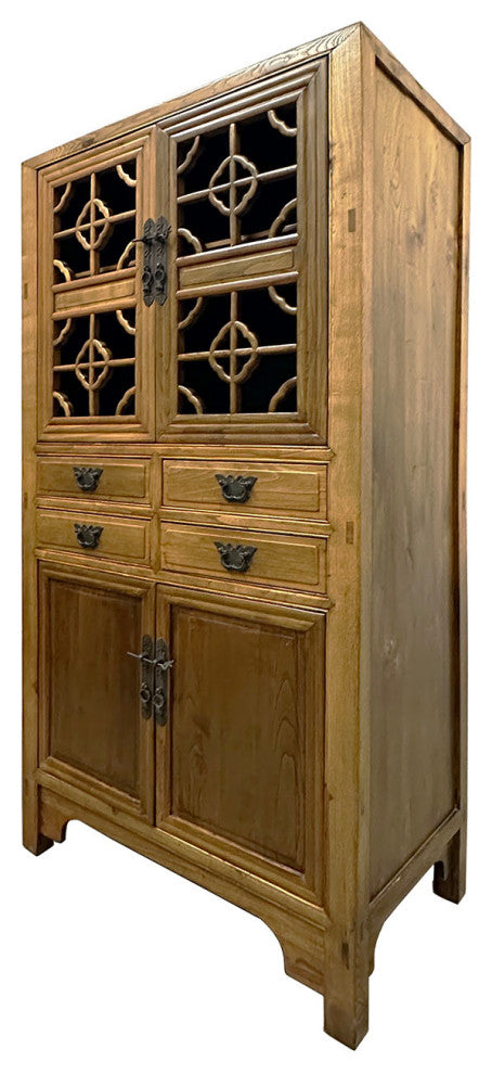 Consigned 20th Century Chinese Carved Cabinet With Carved doors