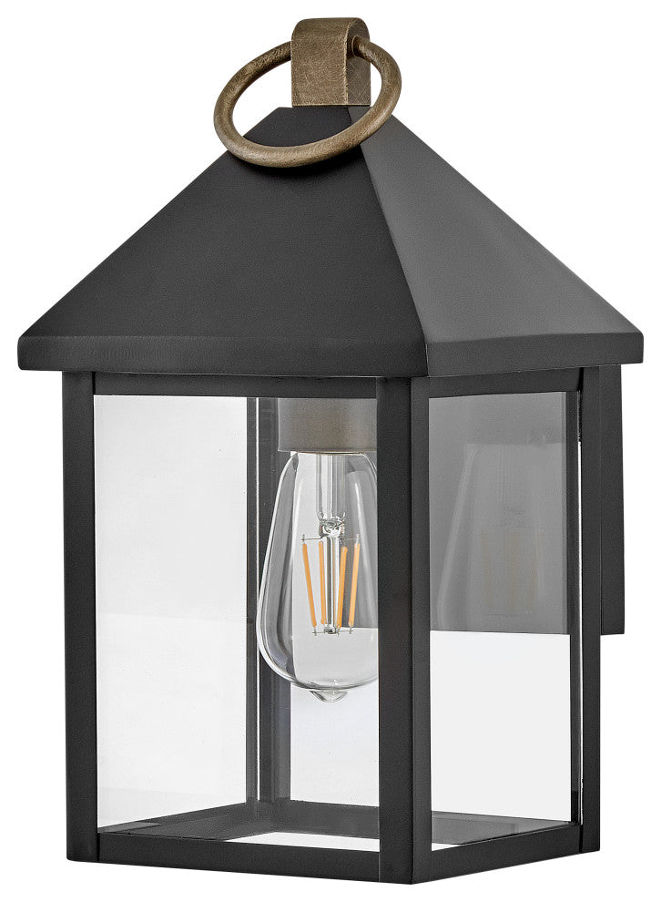 Lark Rhett 13" Small Outdoor Wall Mount Lantern, Black + Burnished Bronze