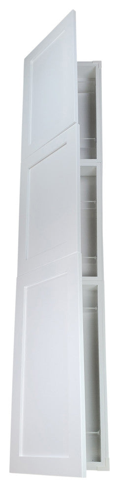 Fruitville Shaker Style Frameless Recessed Wood Pantry Cabinet, 14x78, White Enamel