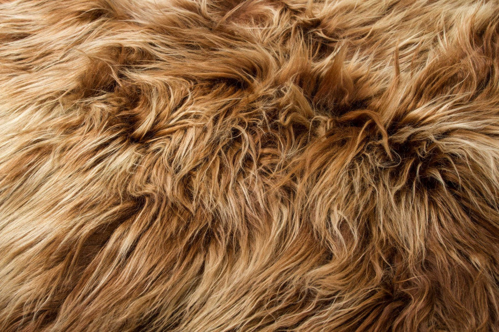HomeRoots 48" x 72" x 2" Fox Sheepskin Long-haired Area Rug