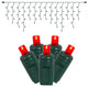 Vickerman 70-Light LED Green Wire Wide Angle Icicle End Connecting, 9', Red