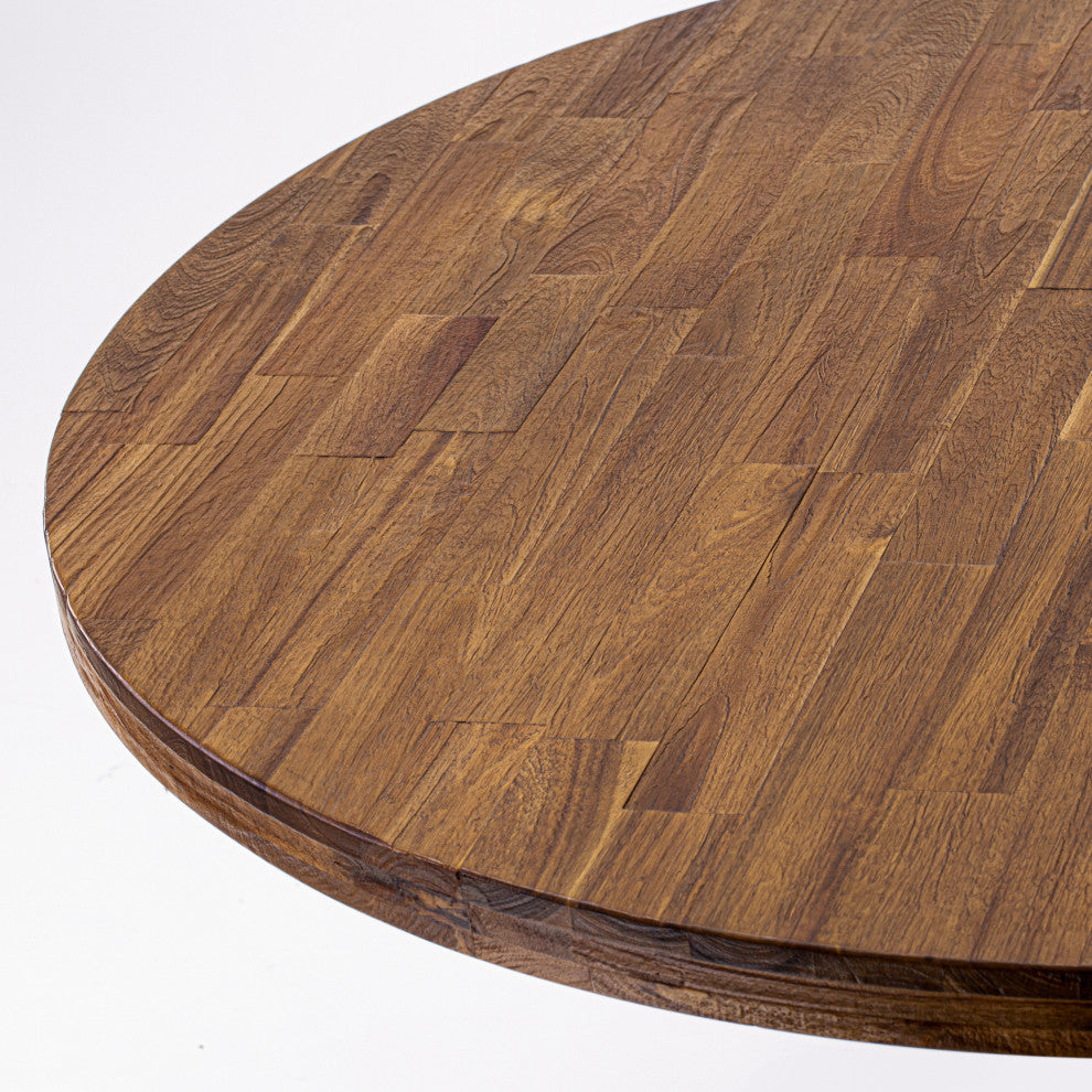 Irving Dining Table, Rustic Rubberwood Table, Sandblasting Antique Walnut Finish